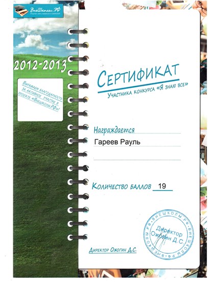 Мои достижения: Математика